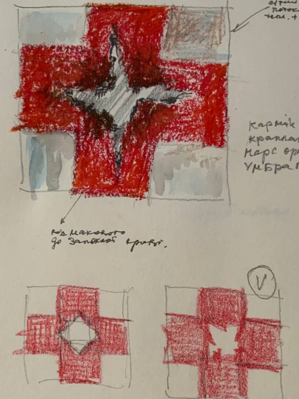 “Red Cross”. ICRC Abstract Painting Julia Chemerys - Subjektiv.art