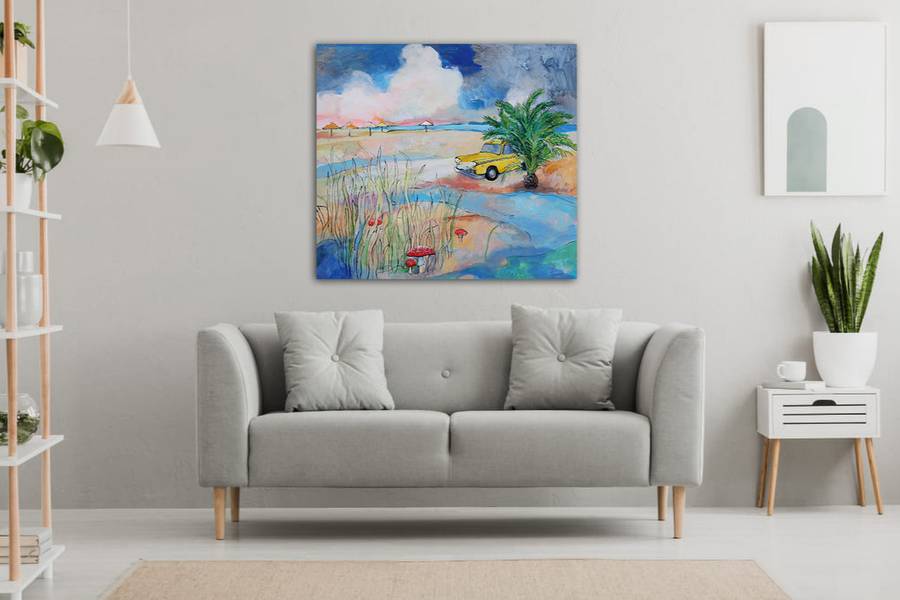 Сhecker. Mushrooms. Beach Modern Painting Artem Andreichuk - Subjektiv.art