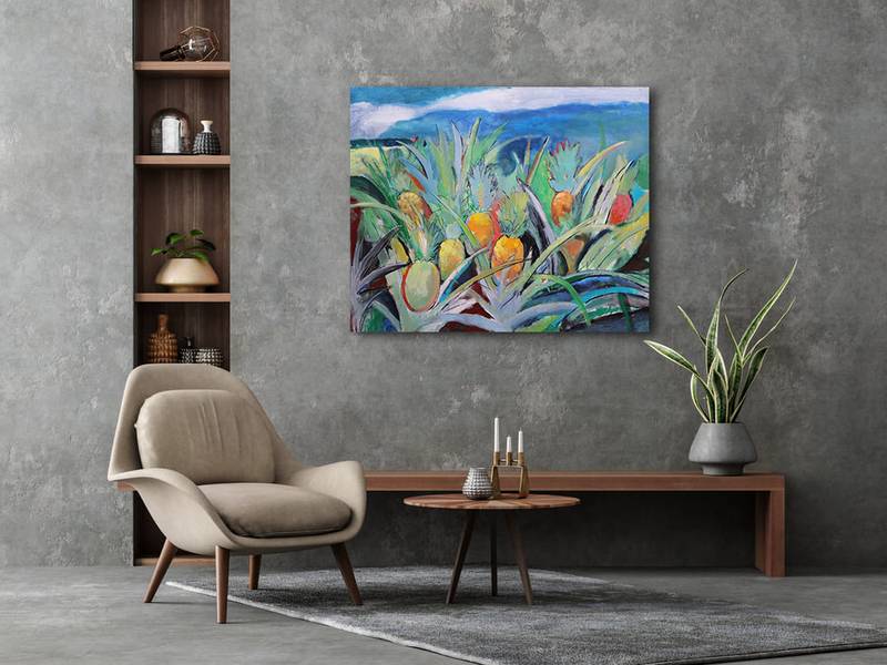 Field with pineapples Expressive and gestural Painting Artem Andreichuk - Subjektiv.art