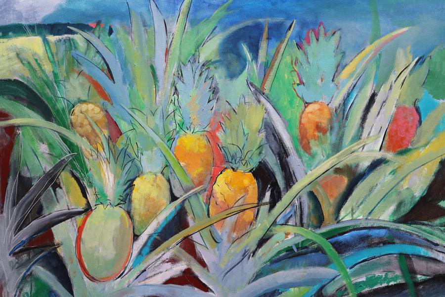 Field with pineapples Expressive and gestural Painting Artem Andreichuk - Subjektiv.art