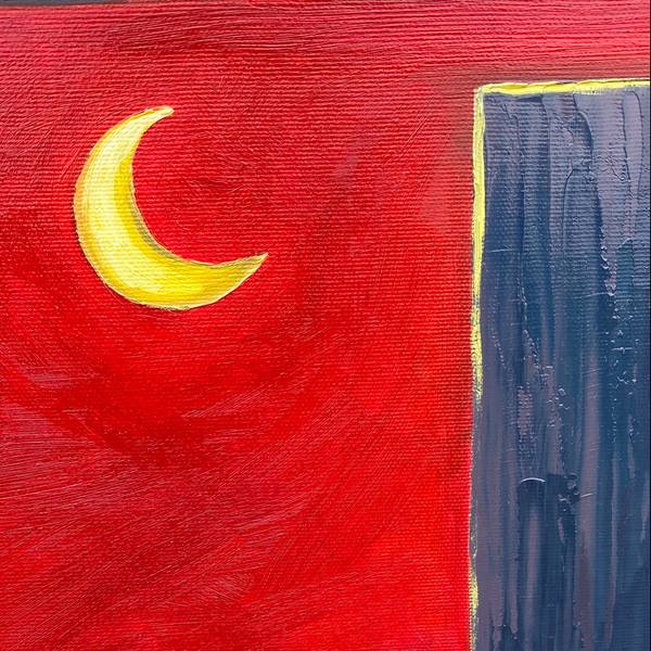 I gaze into the darkness of the sky at a rocket flying to kill me Expressive and gestural Painting Tamara Safarova - Subjektiv.art