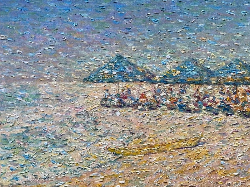 Cafe on the shore of the Sea of Azov Impressionistic Painting Hrihorii CHERNETA - Subjektiv.art