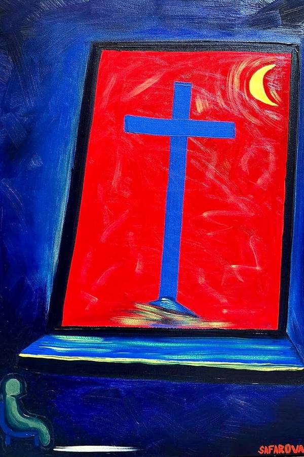 I anxiously await the night Expressive and gestural Painting Tamara Safarova - Subjektiv.art