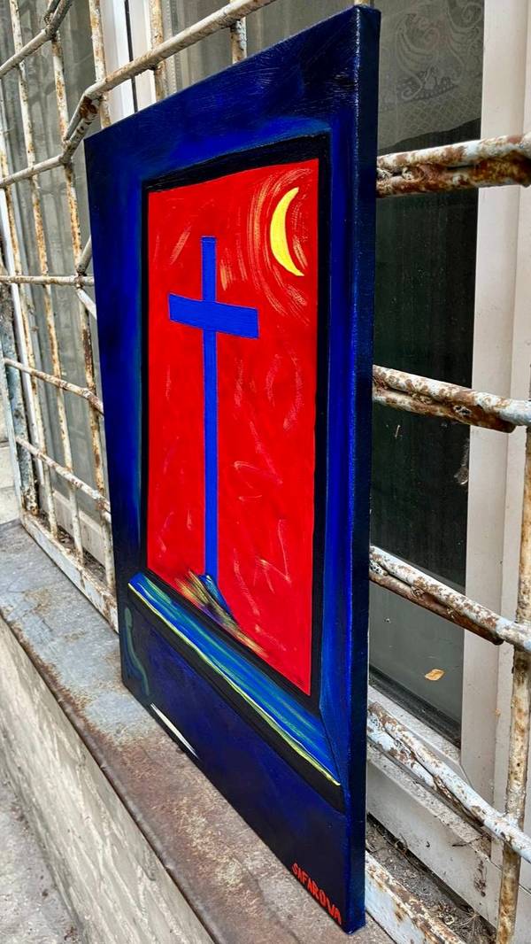 I anxiously await the night Expressive and gestural Painting Tamara Safarova - Subjektiv.art