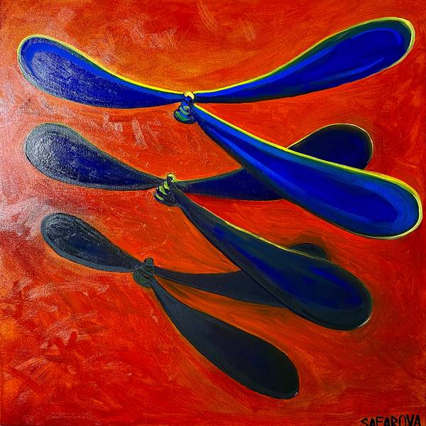 Dragonflies Expressive and gestural Painting Tamara Safarova - Subjektiv.art