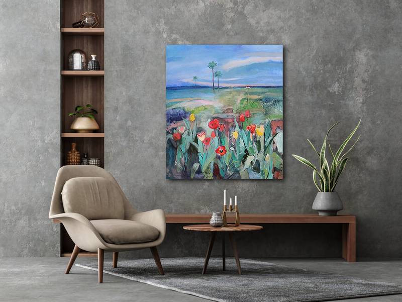 Field with tulips Fine Art Painting Artem Andreichuk - Subjektiv.art