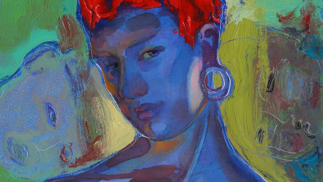 Blue shadows on a pink body Fine Art Painting Myroslava Perevalska - Subjektiv.art