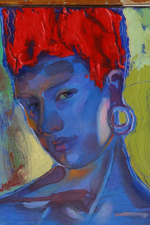 Blue shadows on a pink body Fine Art Painting Myroslava Perevalska - Subjektiv.art