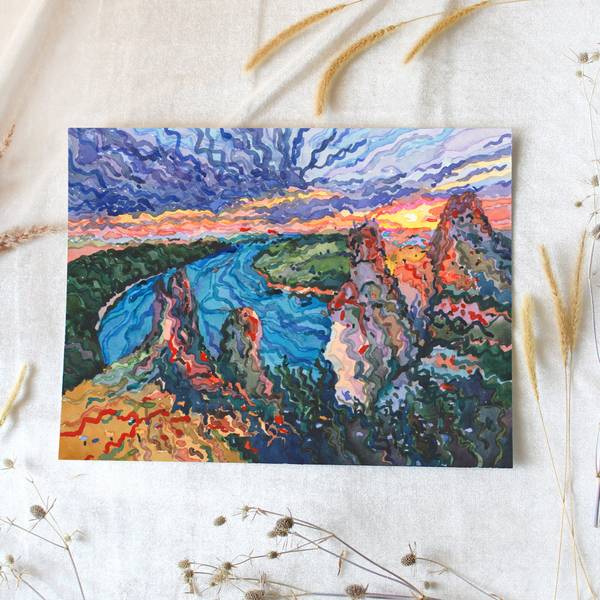 Dniester canyon in Ukraine Impressionistic Painting Tanbelia artist - Subjektiv.art