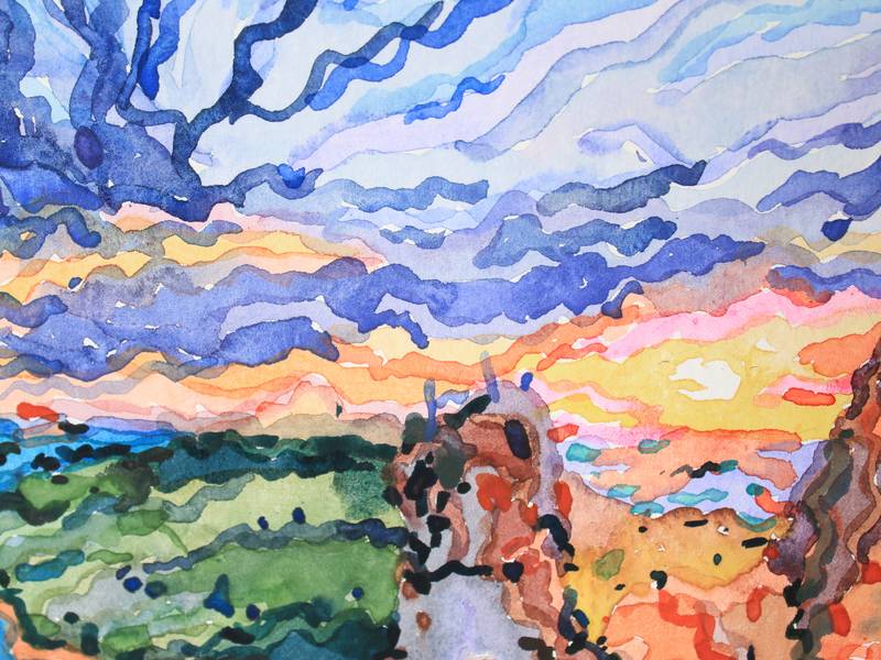 Dniester canyon in Ukraine Impressionistic Painting Tanbelia artist - Subjektiv.art