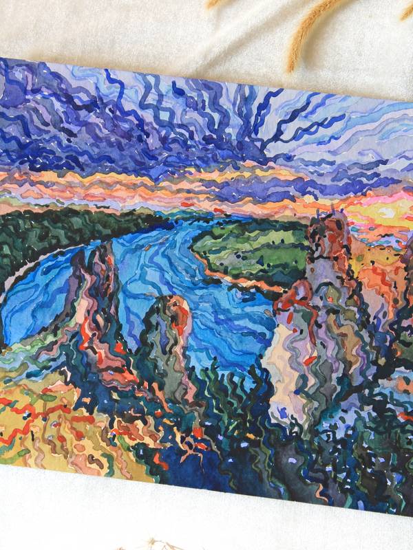 Dniester canyon in Ukraine Impressionistic Painting Tanbelia artist - Subjektiv.art