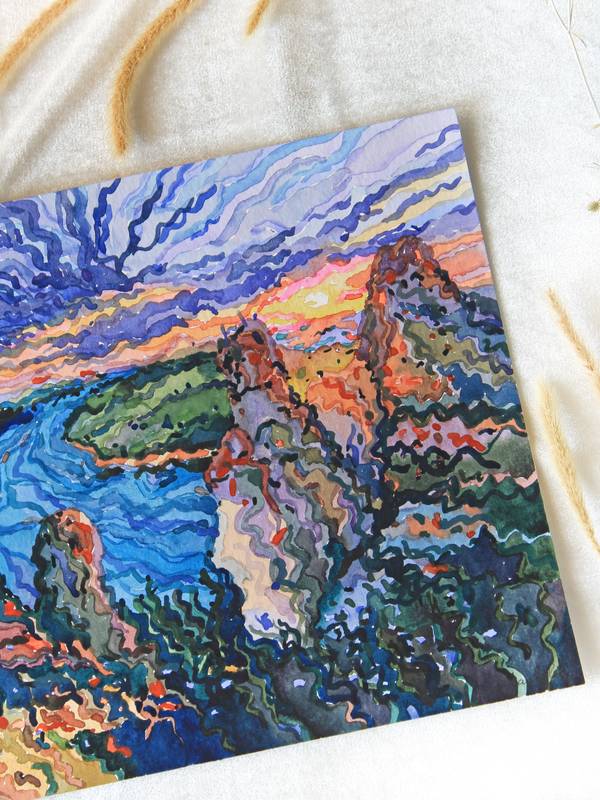 Dniester canyon in Ukraine Impressionistic Painting Tanbelia artist - Subjektiv.art