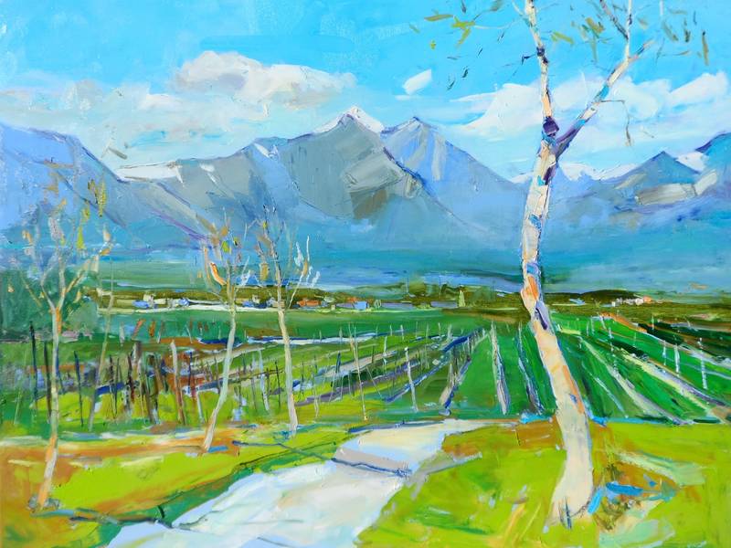 Vineyards in the mountains Impressionistic Painting Yehor Dulin - Subjektiv.art