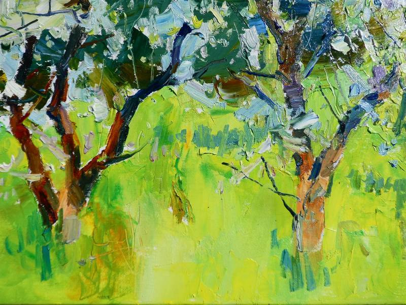 Apple orchard Impressionistic Painting Yehor Dulin - Subjektiv.art