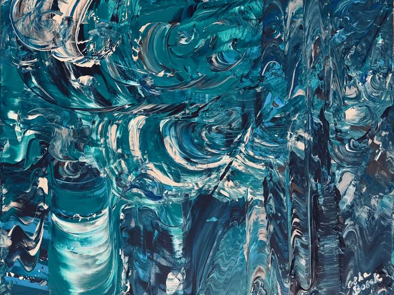In the Embrace of Water Expressive and gestural Painting Olha Bosak - Subjektiv.art