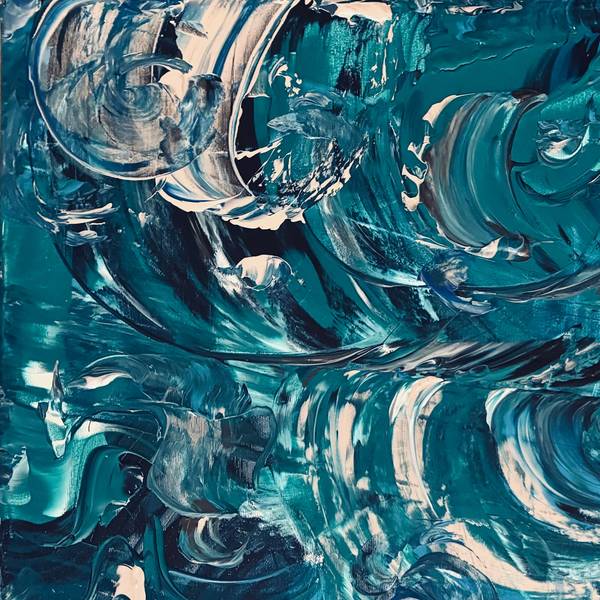 In the Embrace of Water Expressive and gestural Painting Olha Bosak - Subjektiv.art