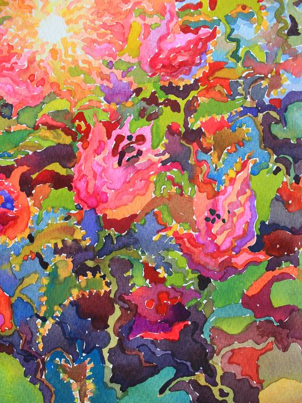 Bougainvillea on the Sunset Impressionistic Painting Tanbelia artist - Subjektiv.art