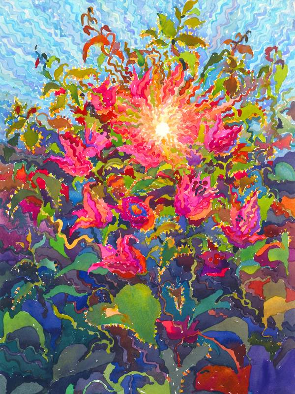 Bougainvillea on the Sunset Impressionistic Painting Tanbelia artist - Subjektiv.art