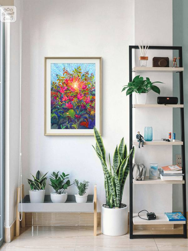 Bougainvillea on the Sunset Impressionistic Painting Tanbelia artist - Subjektiv.art