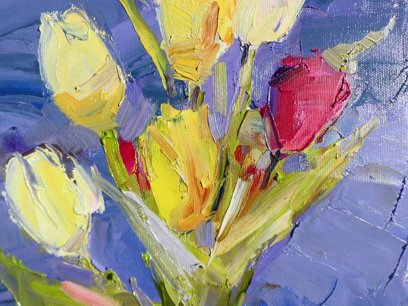 " Flowers Tulips" Modern Painting Yehor Dulin - Subjektiv.art