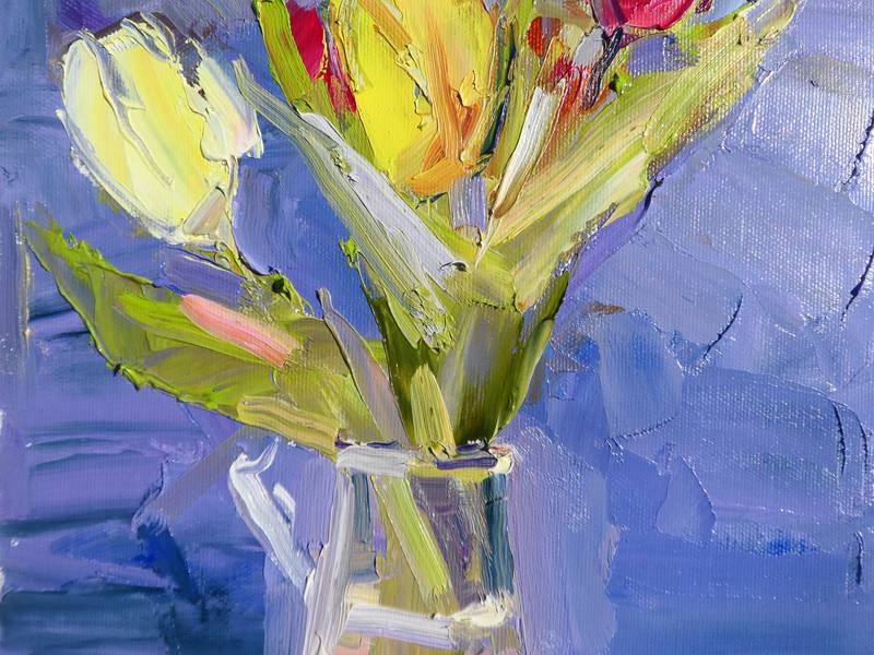 " Flowers Tulips" Modern Painting Yehor Dulin - Subjektiv.art