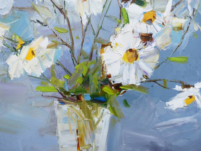 Chrysanthemums Impressionistic Painting Yehor Dulin - Subjektiv.art