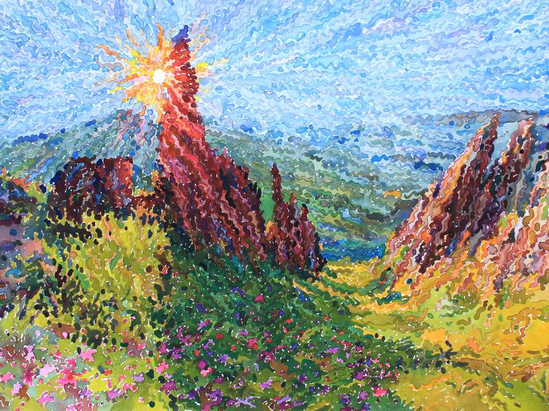 Shpytsi Mountains in the Carpathian National Park Impressionistic Painting Tanbelia artist - Subjektiv.art