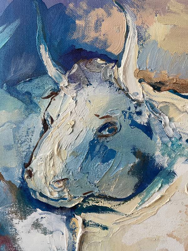 Blue bull Fine Art Painting Julia Chemerys - Subjektiv.art