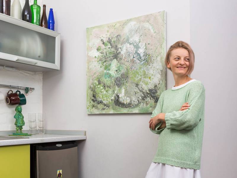 Beautiful Green Abstract Painting Alena Kuznetsova - Subjektiv.art
