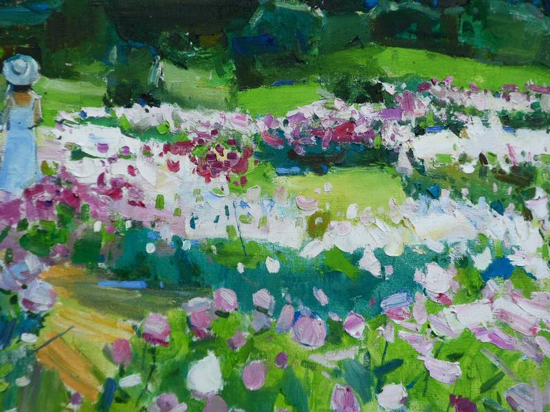Garden Peonies Impressionistic Painting Yehor Dulin - Subjektiv.art