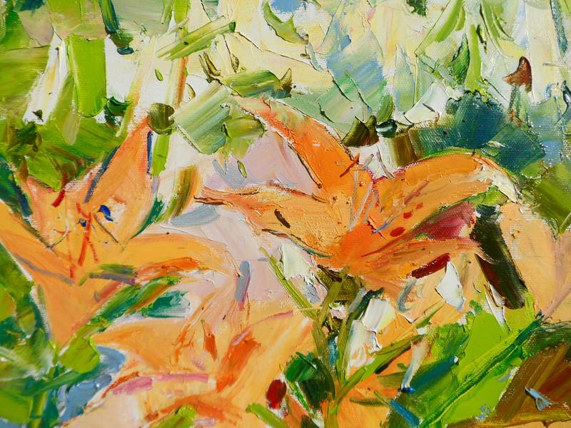 Lilies flowers Impressionistic Painting Yehor Dulin - Subjektiv.art