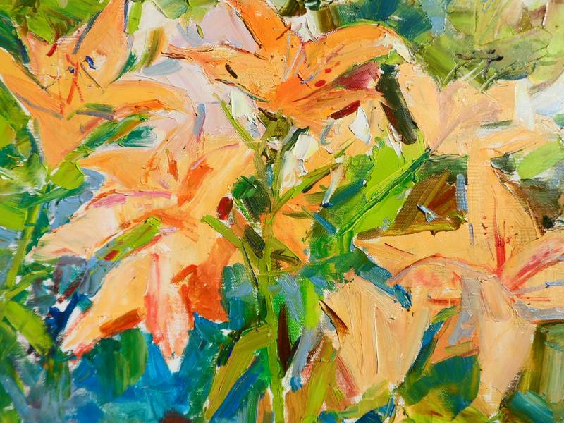 Lilies flowers Impressionistic Painting Yehor Dulin - Subjektiv.art