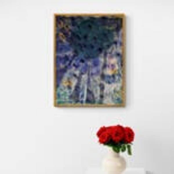 4 trees and one golden cat Abstract Painting Claudia De La Hoz - Subjektiv.art
