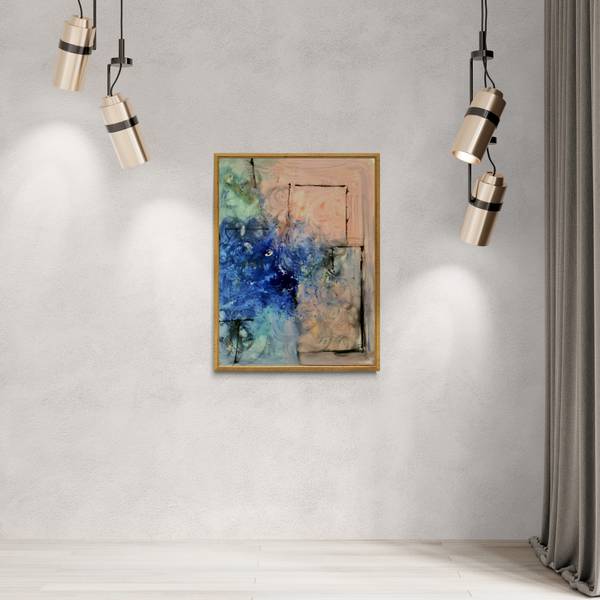 Composition, black, bleu Abstract Painting Claudia De La Hoz - Subjektiv.art
