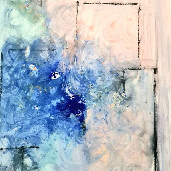 Composition, black, bleu Abstract Painting Claudia De La Hoz - Subjektiv.art