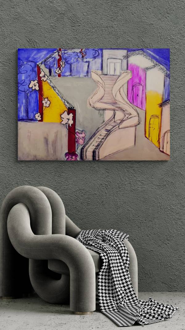 Stairs Expressive and gestural Painting Claudia De La Hoz - Subjektiv.art