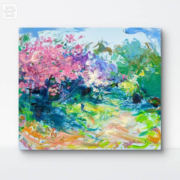 "Walk in the blooming garden" Impressionistic Painting Helen Shukina - Subjektiv.art