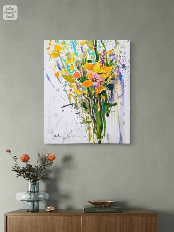 Wildflowers on white Impressionistic Painting Helen Shukina - Subjektiv.art