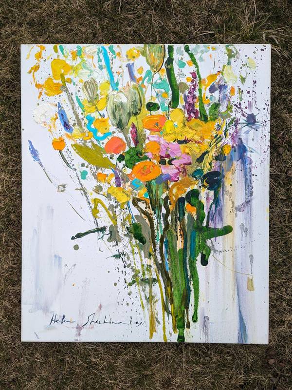 Wildflowers on white Impressionistic Painting Helen Shukina - Subjektiv.art