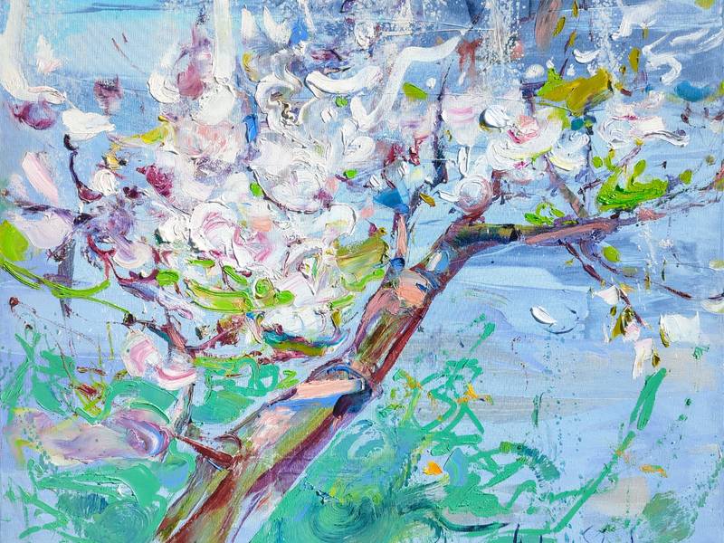 "Apple tree blossoms" Impressionistic Painting Helen Shukina - Subjektiv.art