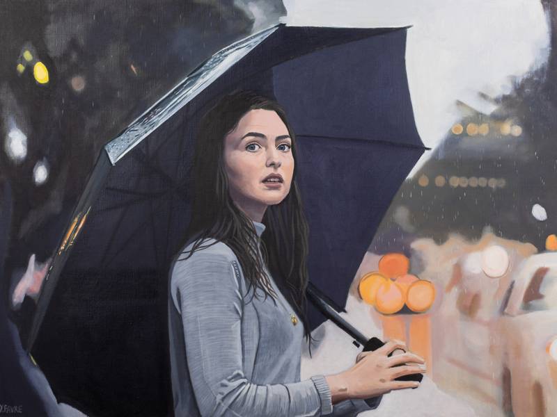 Rainy days Photorealistic Painting Yvan Favre - Subjektiv.art