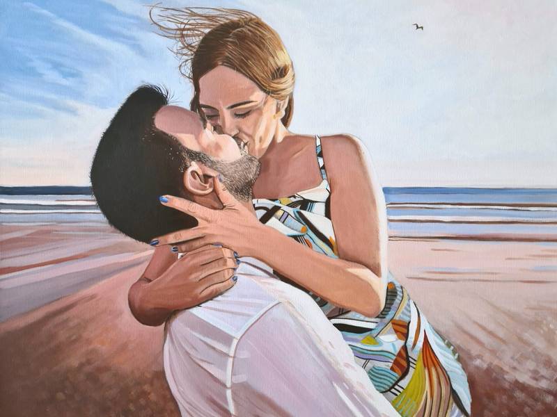French kiss Photorealistic Painting Yvan Favre - Subjektiv.art