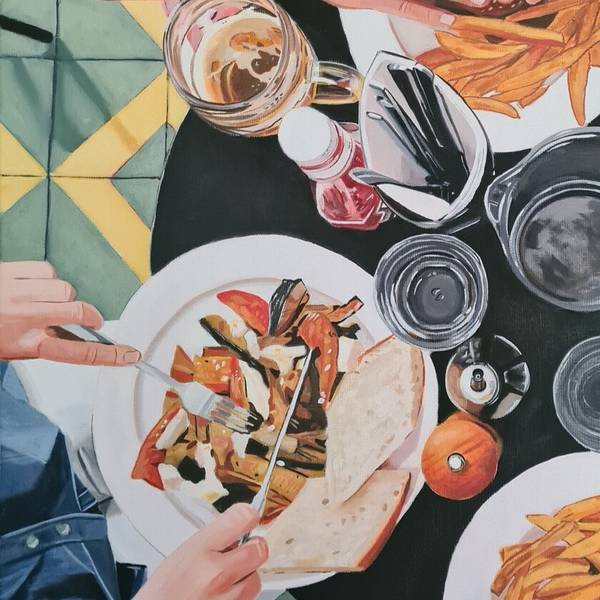 Sunday lunch Photorealistic Painting Yvan Favre - Subjektiv.art