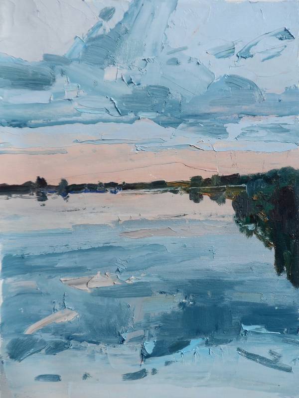 Evening on the river Impressionistic Painting Yehor Dulin - Subjektiv.art