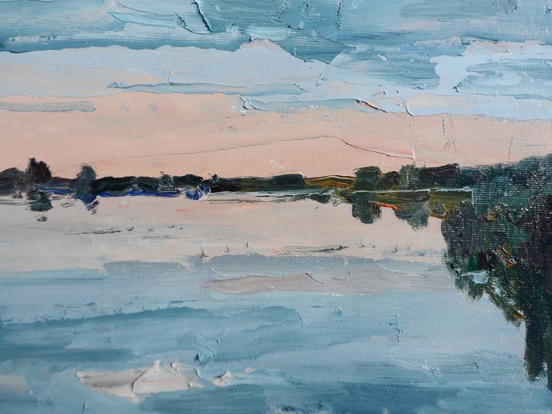 Evening on the river Impressionistic Painting Yehor Dulin - Subjektiv.art