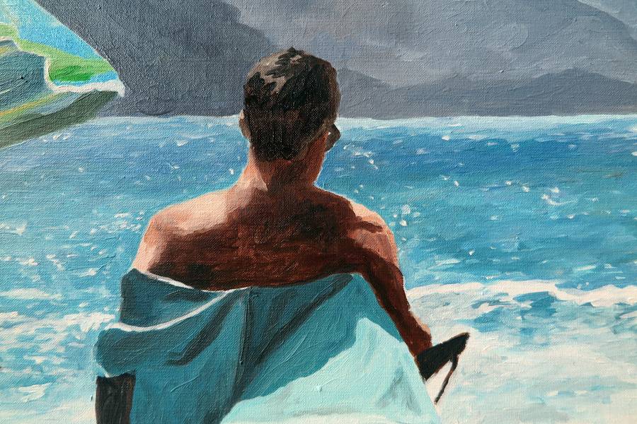 Homme de dos, Bussaghlia Fine Art Painting Karine Bartoli - Subjektiv.art