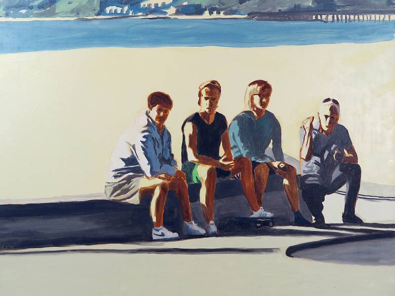 4 skaters assis Fine Art Painting Karine Bartoli - Subjektiv.art