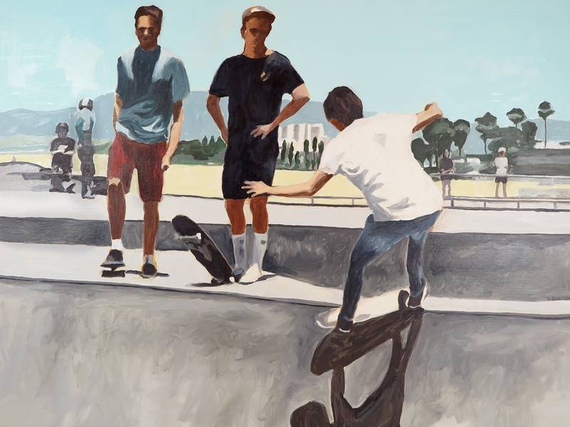 7 personnages skate park Fine Art Painting Karine Bartoli - Subjektiv.art