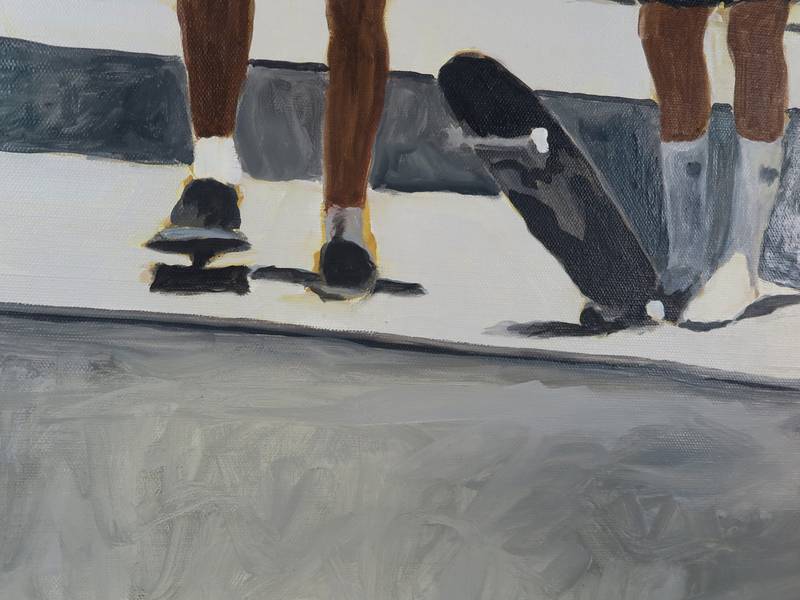 7 personnages skate park Fine Art Painting Karine Bartoli - Subjektiv.art