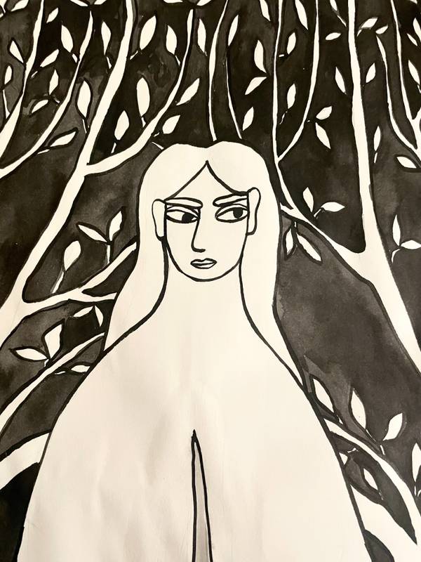 lady Bird Naive Drawing Oksana Fedchyshyn - Subjektiv.art